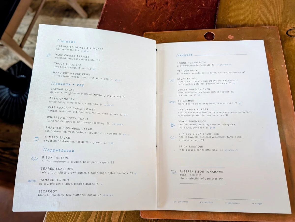 Menu, The Bison Restaurant & Terrace