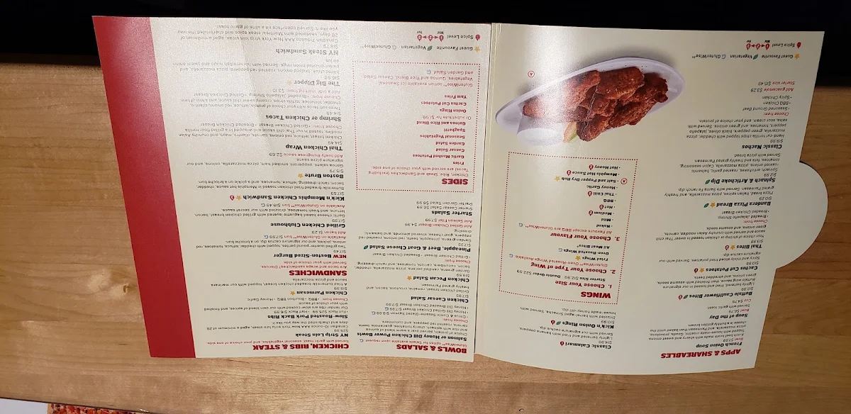 Menu, Boston Pizza