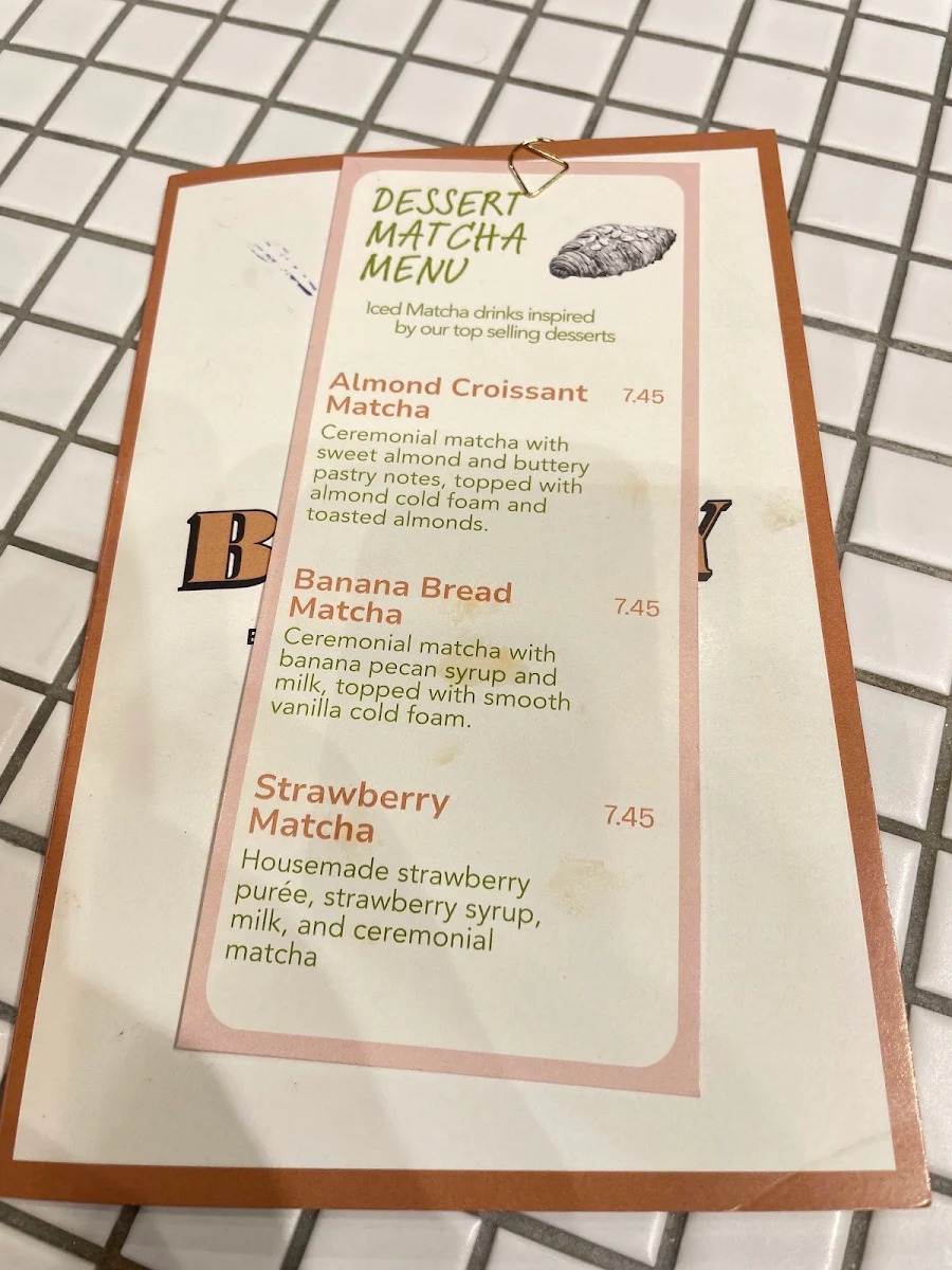 Menu, Bready Cafe