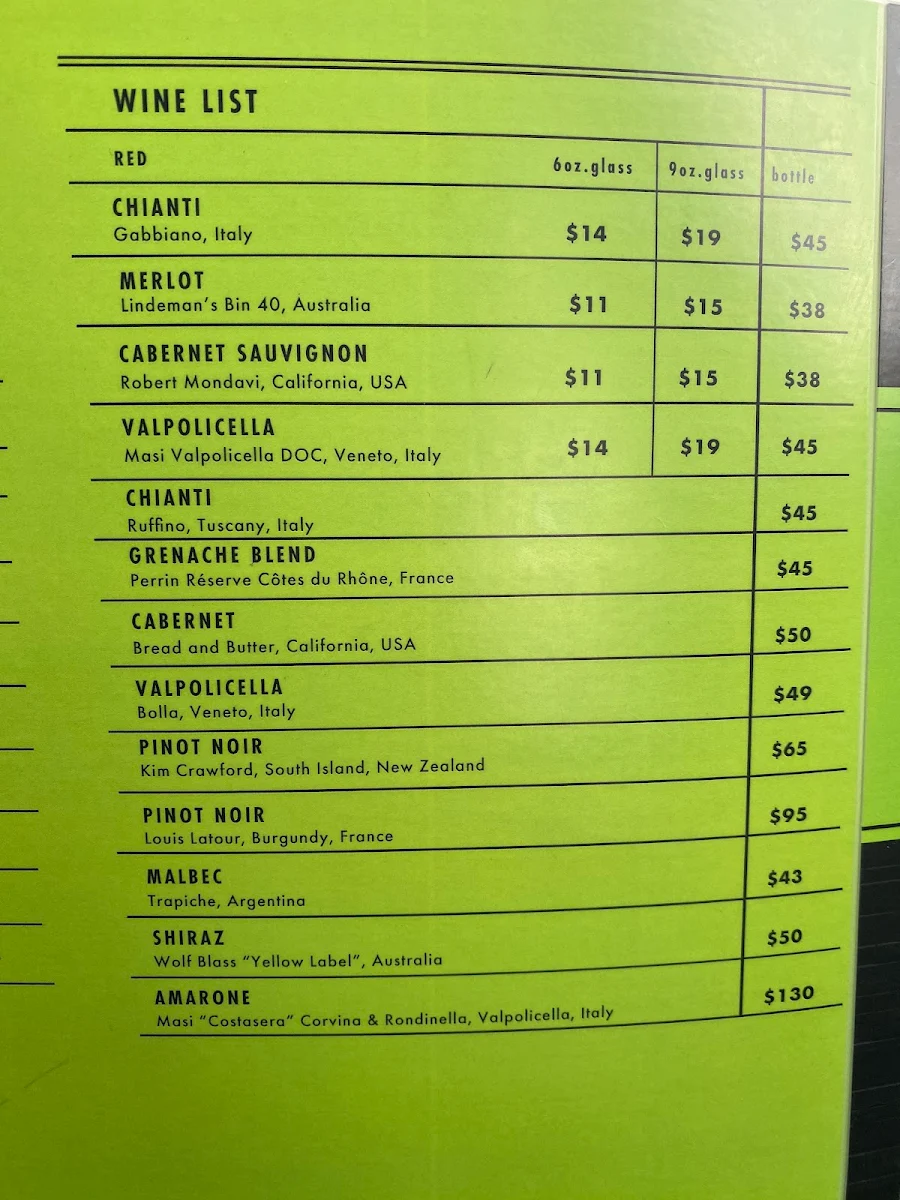 Menu, Arugula