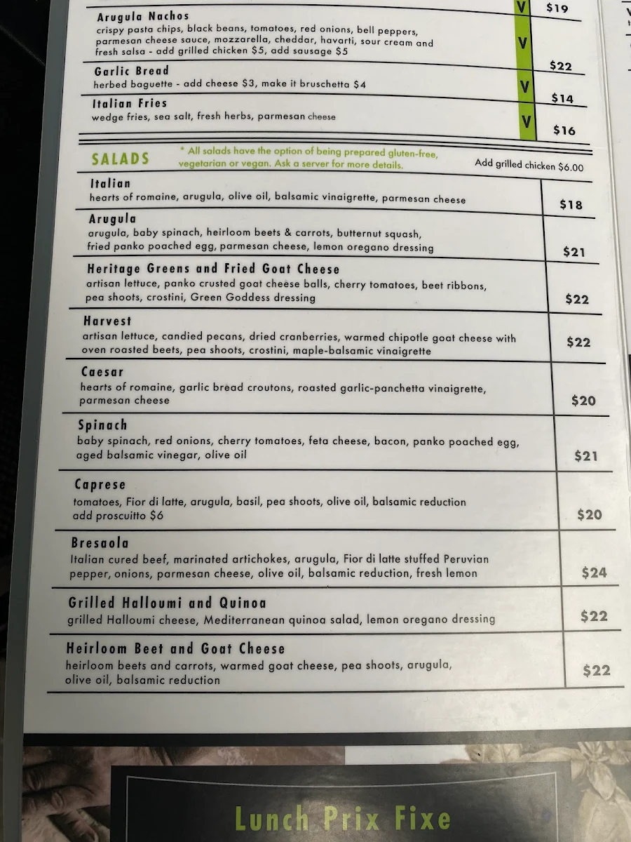 Menu, Arugula