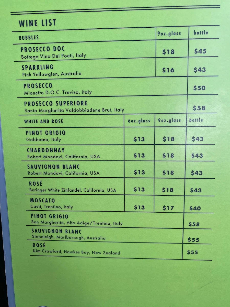 Menu, Arugula