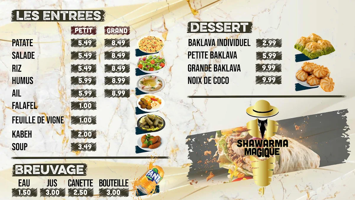 Menu, Shawarma Magique
