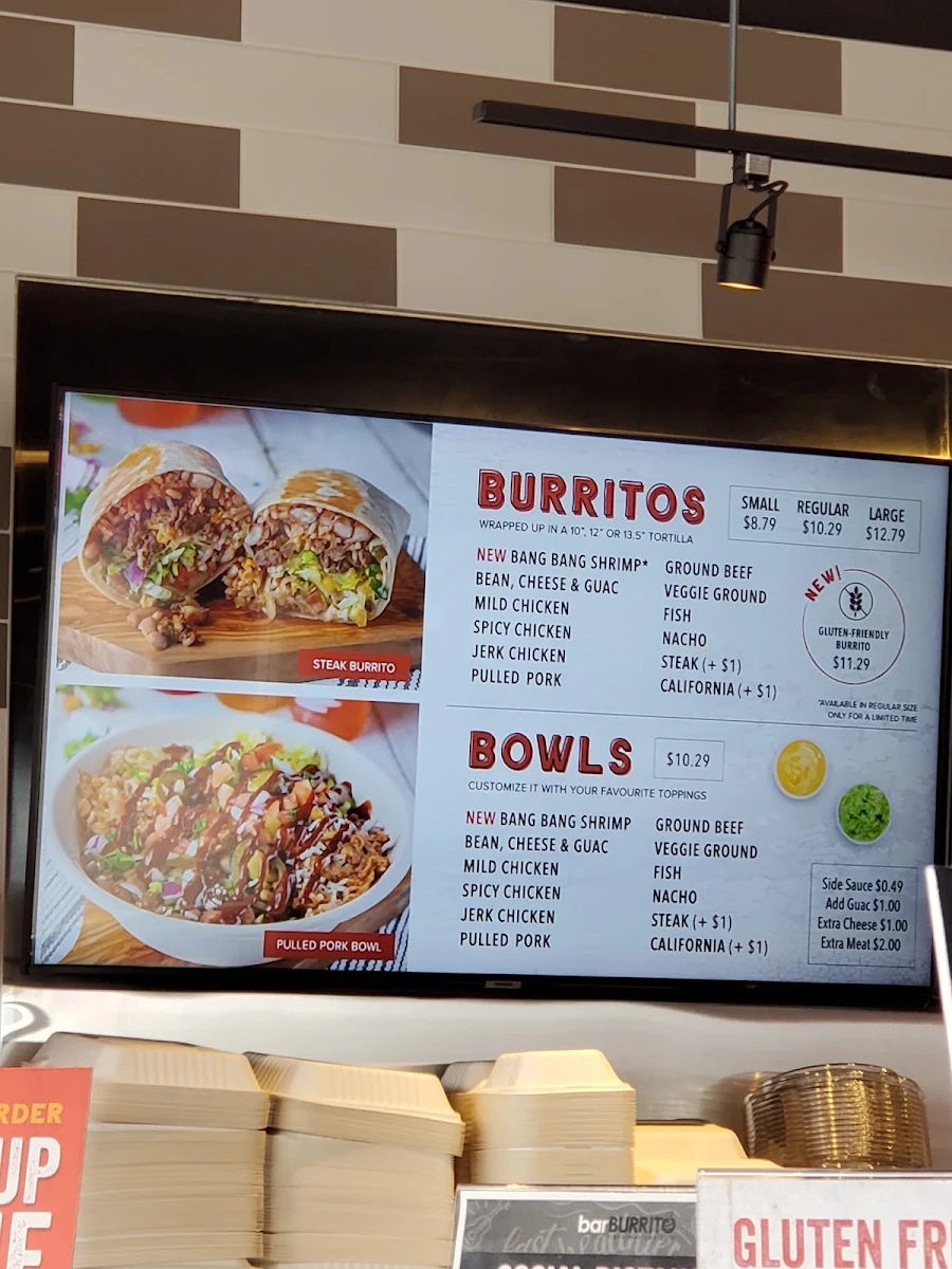 Menu, barBURRITO
