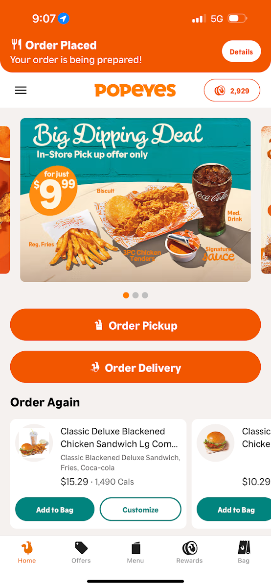 Menu, Popeyes