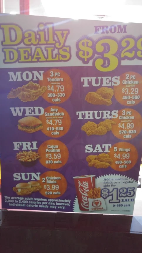Menu, Popeyes