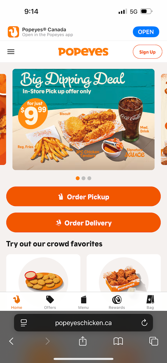 Menu, Popeyes