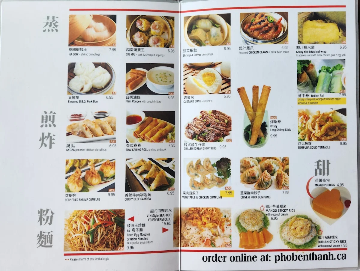 Menu, Ben Thanh