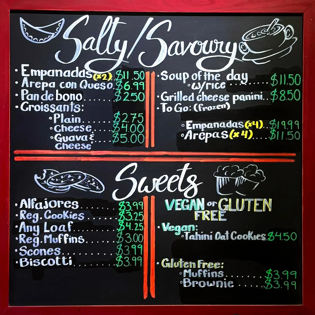 Menu, Taste of Colombia - Fair Trade Coffee & Gift Shop