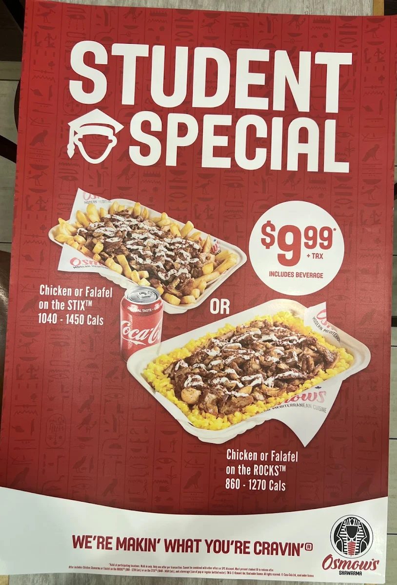 Menu, Osmow's Shawarma