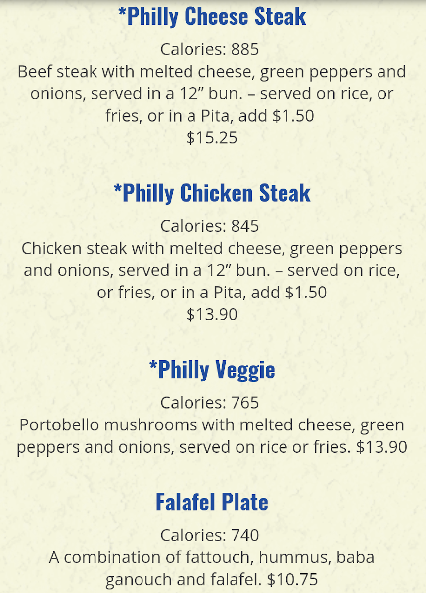 Menu, Osmow's Shawarma