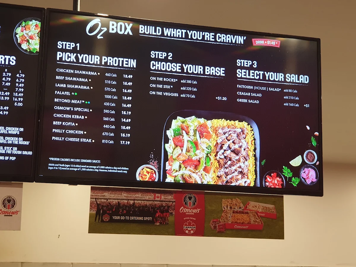 Menu, Osmow's Shawarma
