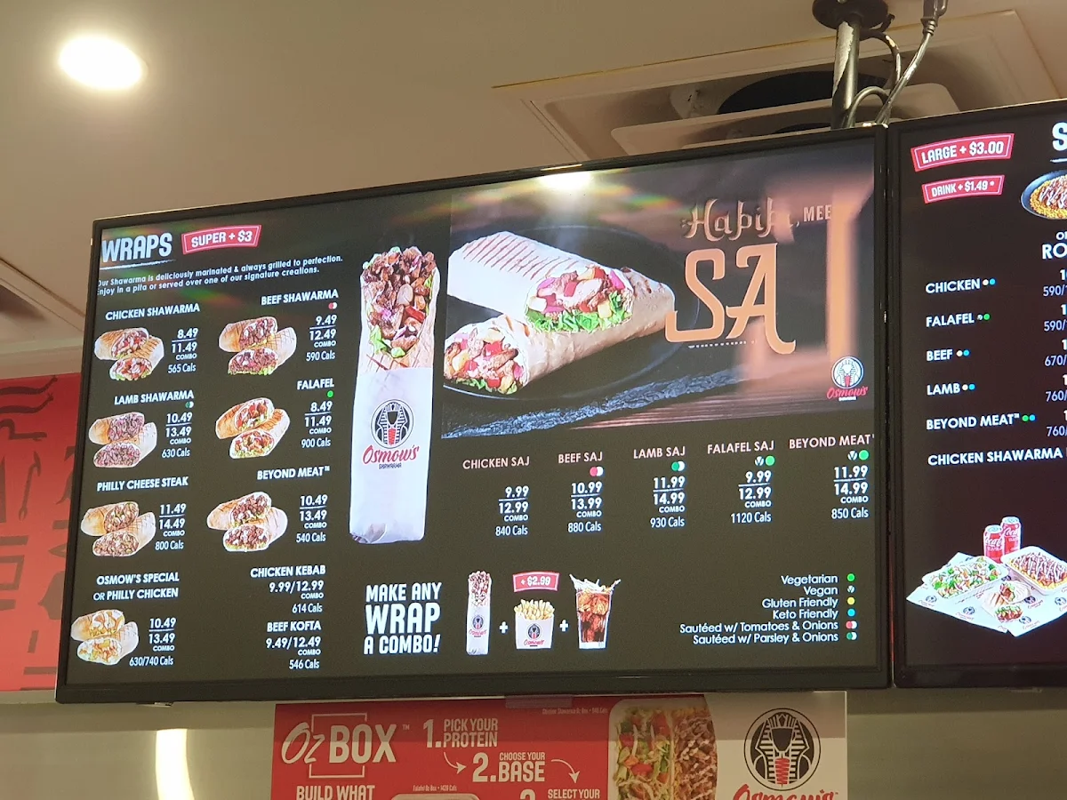 Menu, Osmow's Shawarma