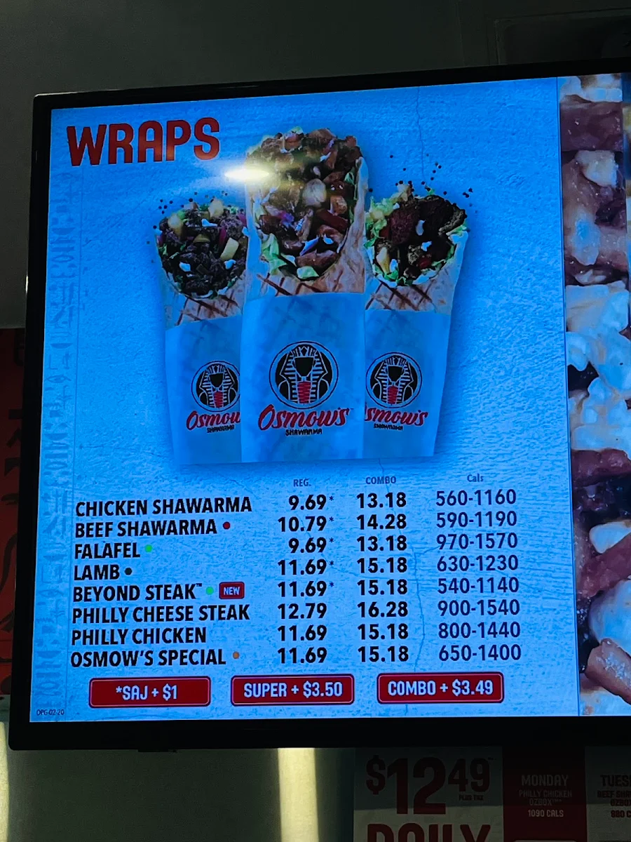 Menu, Osmow's Shawarma