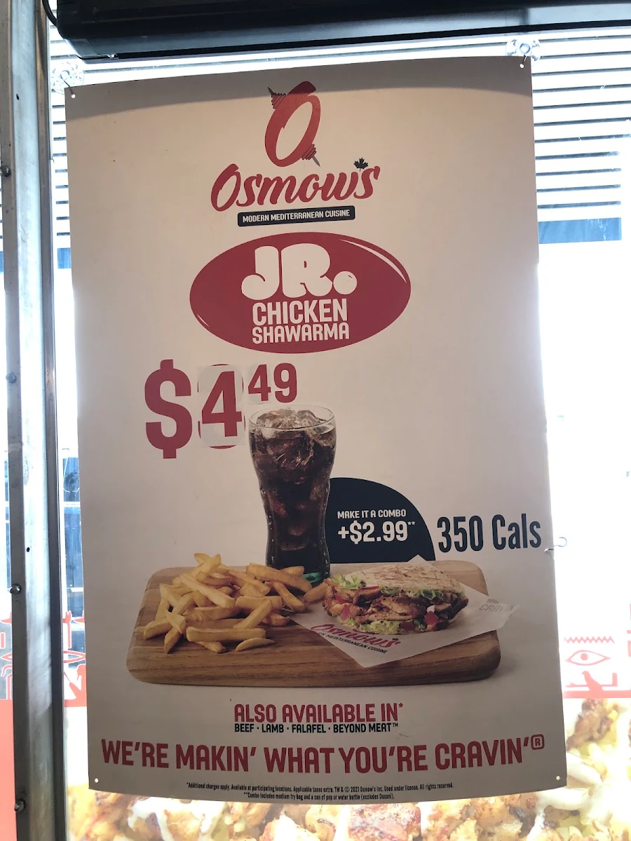 Menu, Osmow's Shawarma