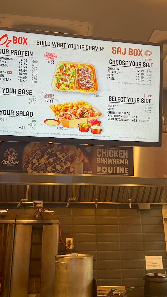 Menu, Osmow's Shawarma