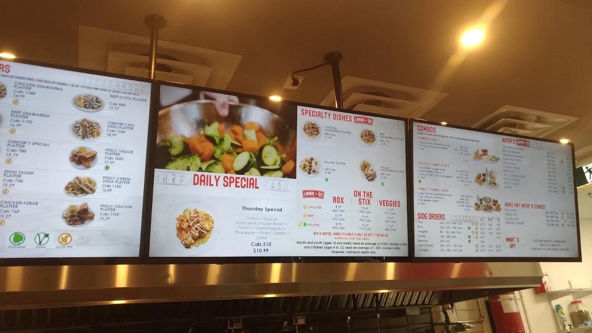 Menu, Osmow's Shawarma