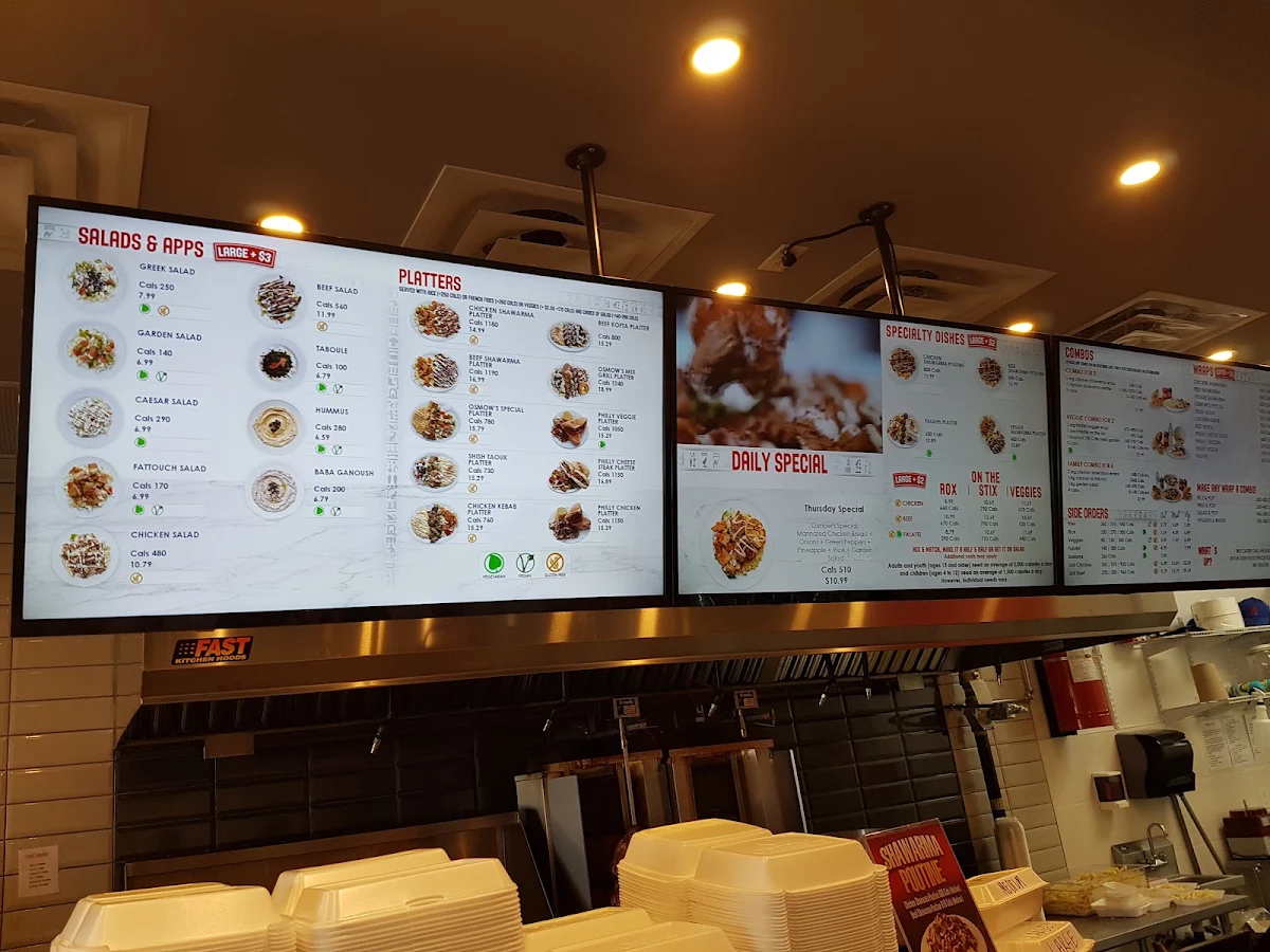 Menu, Osmow's Shawarma