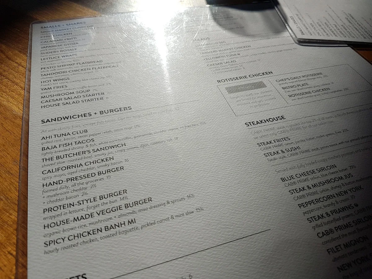 Menu, JOEY Lansdowne