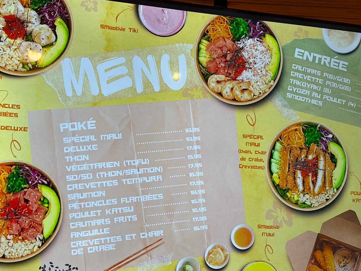 Menu, Maui Poke+Café