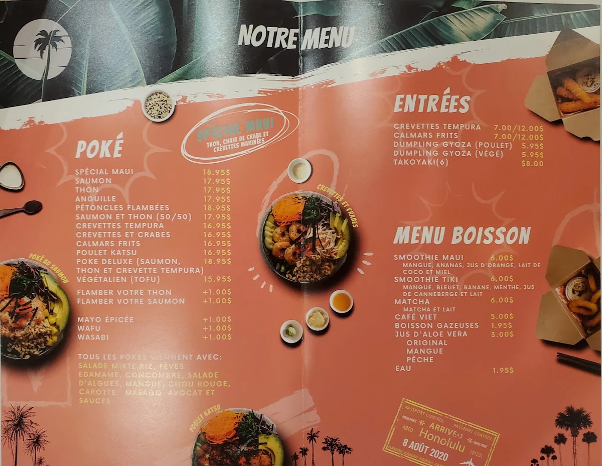Menu, Maui Poke+Café