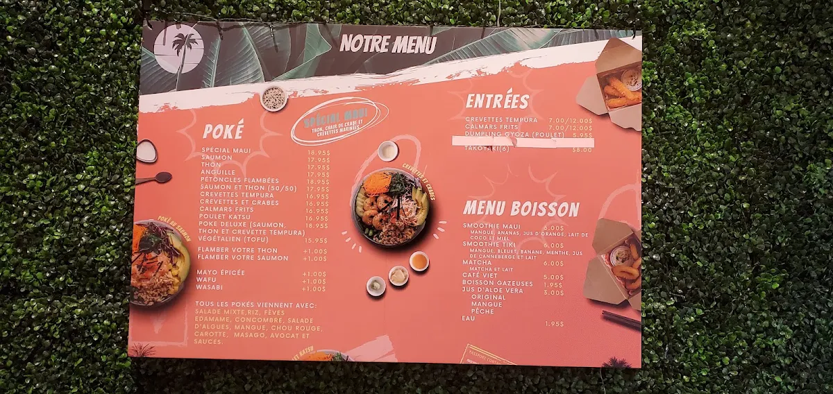 Menu, Maui Poke+Café