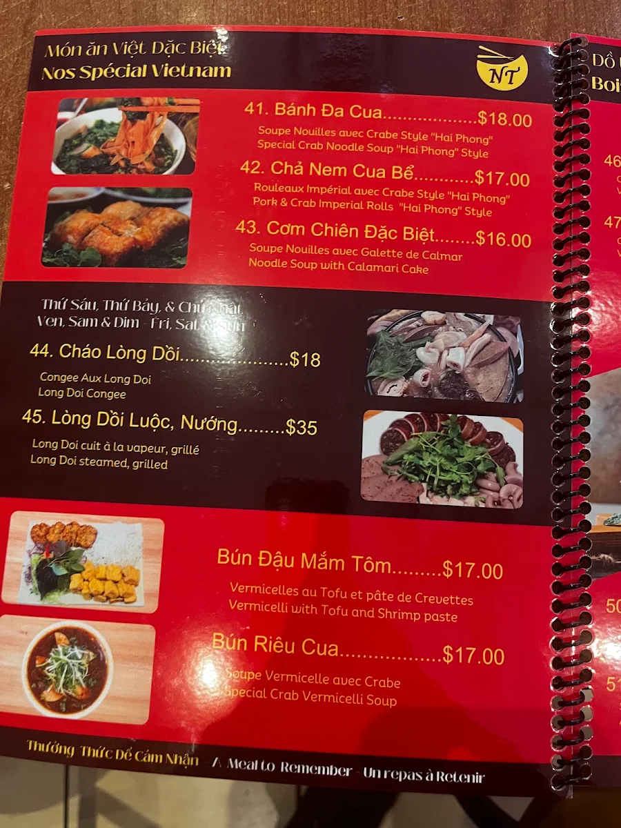 Menu, Pho Ngoc Tuan
