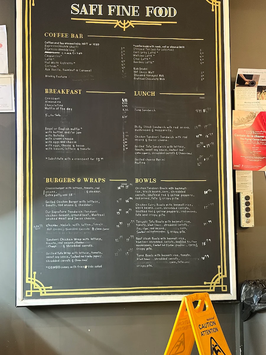 Menu, Safi Fine Food