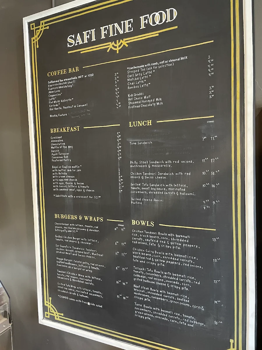 Menu, Safi Fine Food