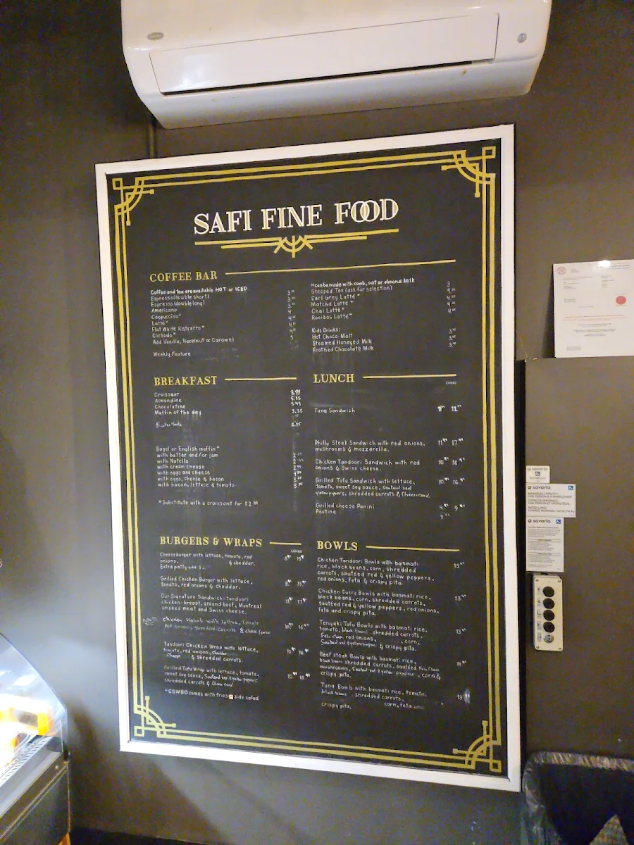 Menu, Safi Fine Food