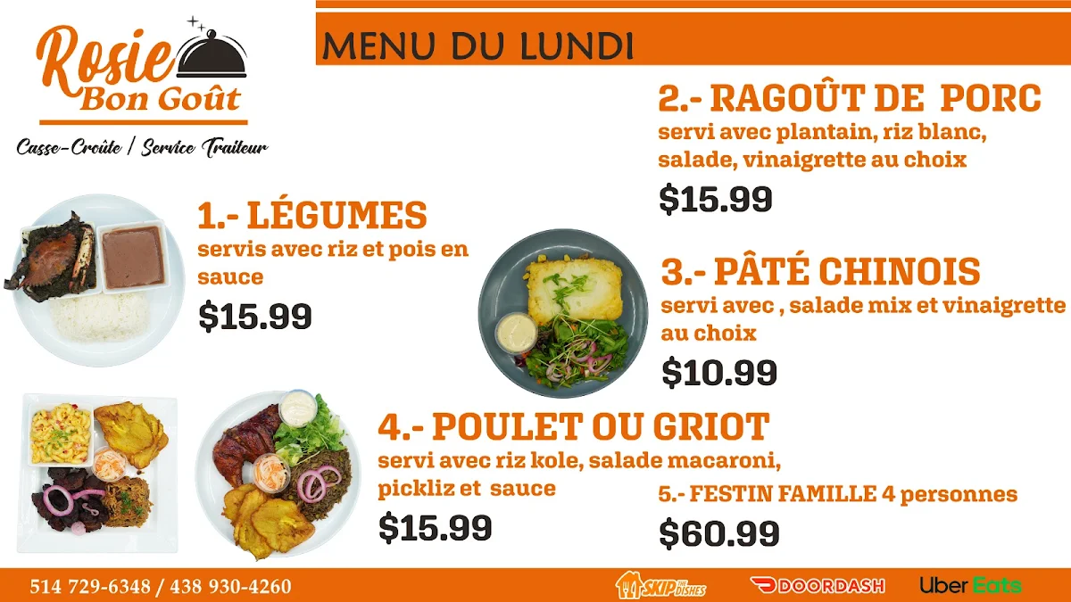 Menu, Rosie Bon Goût