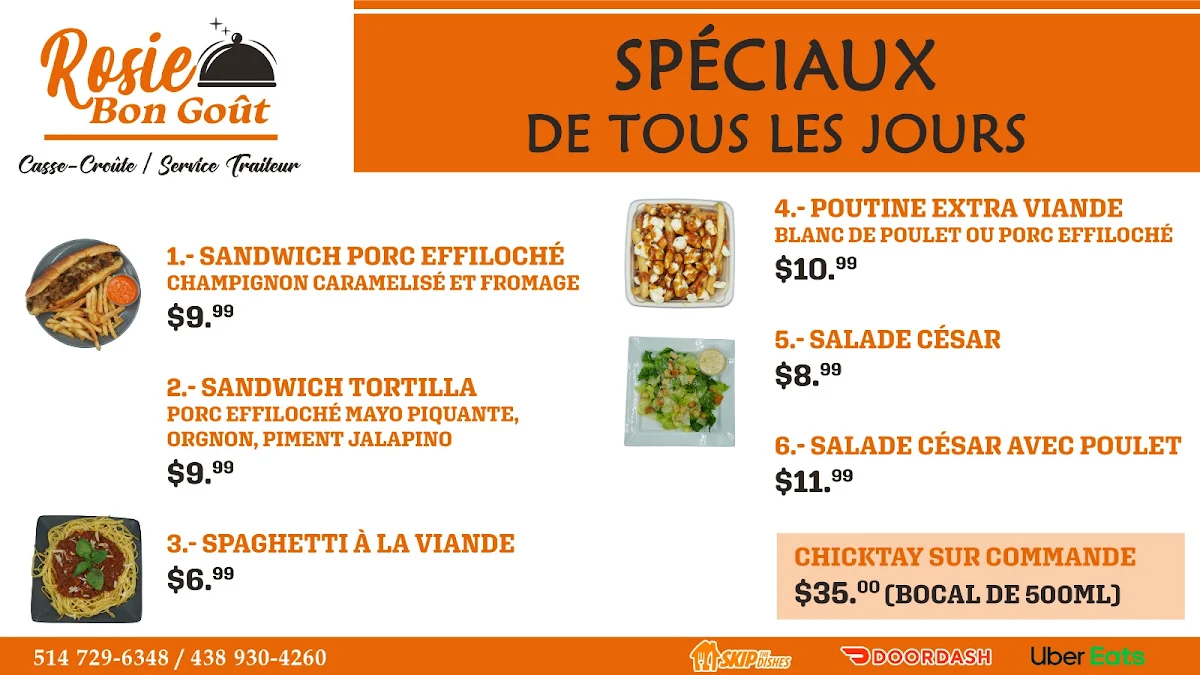 Menu, Rosie Bon Goût