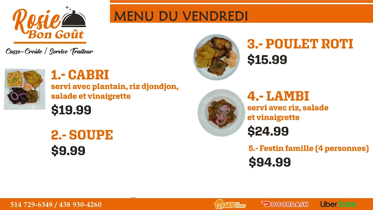 Menu, Rosie Bon Goût