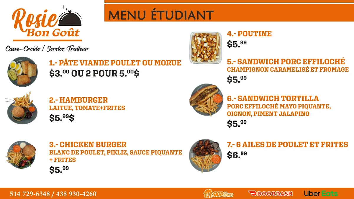 Menu, Rosie Bon Goût