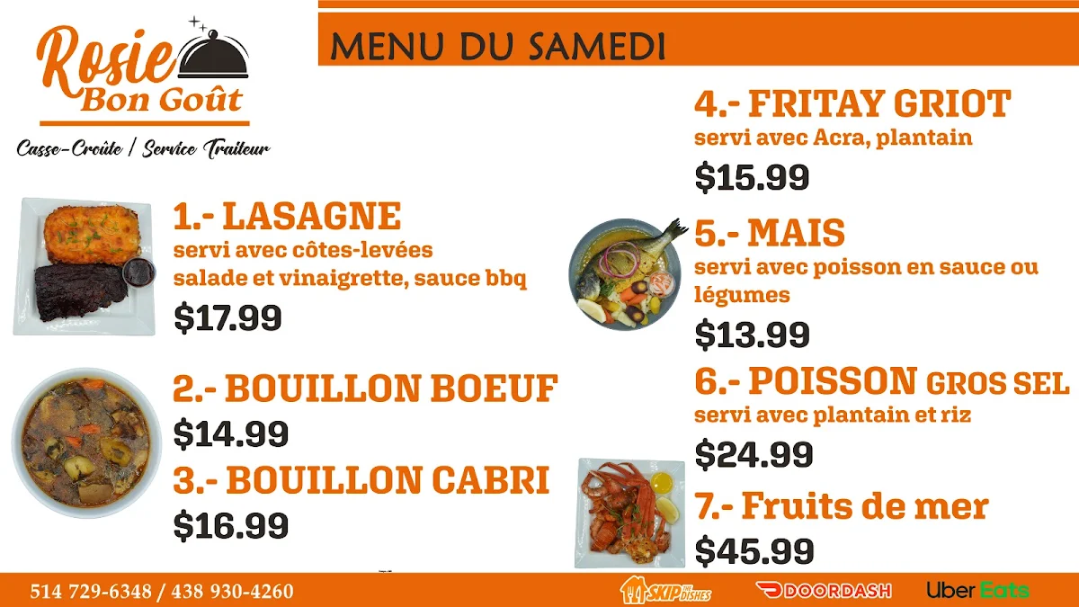 Menu, Rosie Bon Goût