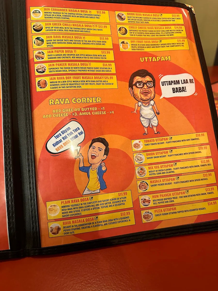 Menu, Chataka Dosa - The Best South Indian Restaurant
