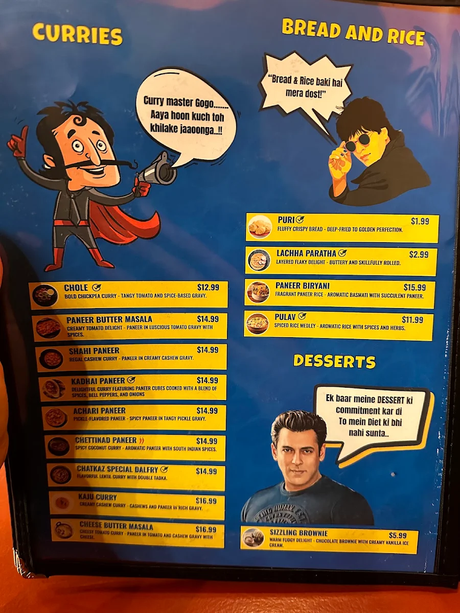 Menu, Chataka Dosa - The Best South Indian Restaurant