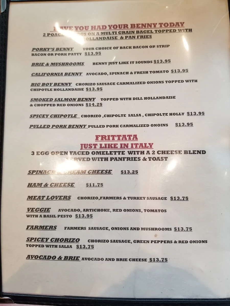 Menu, Big Bend Cafe