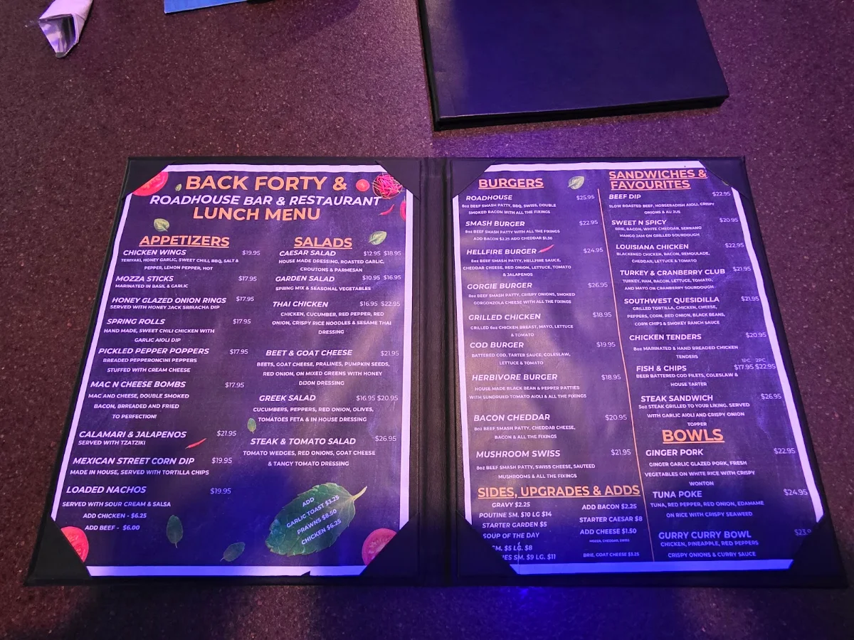 Menu, WELLS GRAY ROADHOUSE