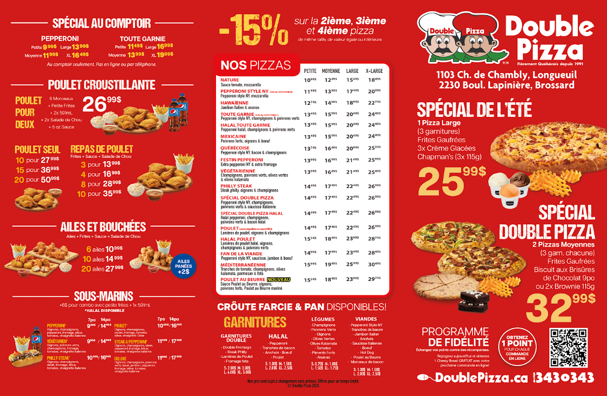 Menu, Double Pizza