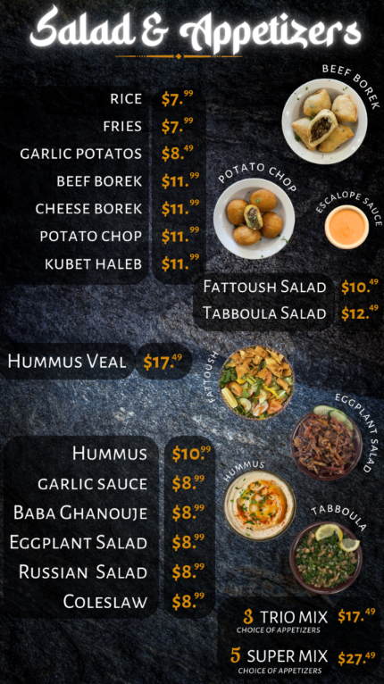 Menu, Sumaq Iraqi Charcoal Grill - Scarborough
