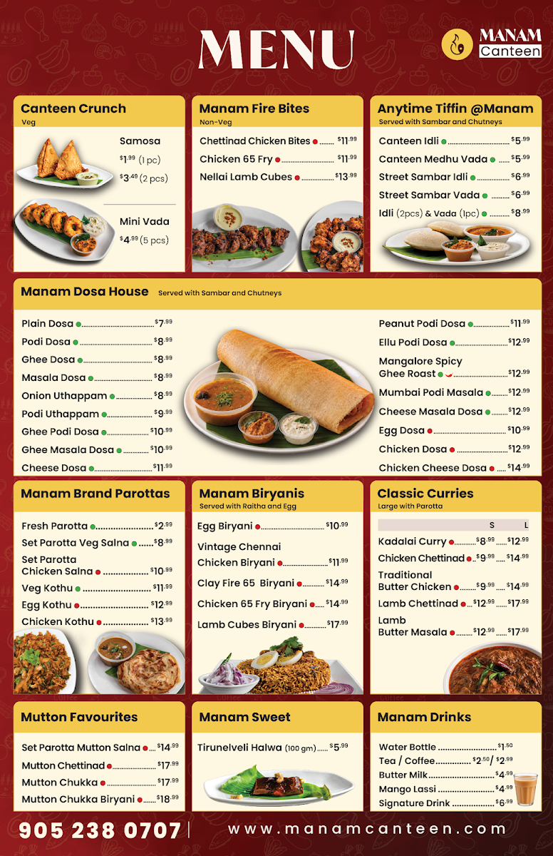 Menu, Manam Canteen