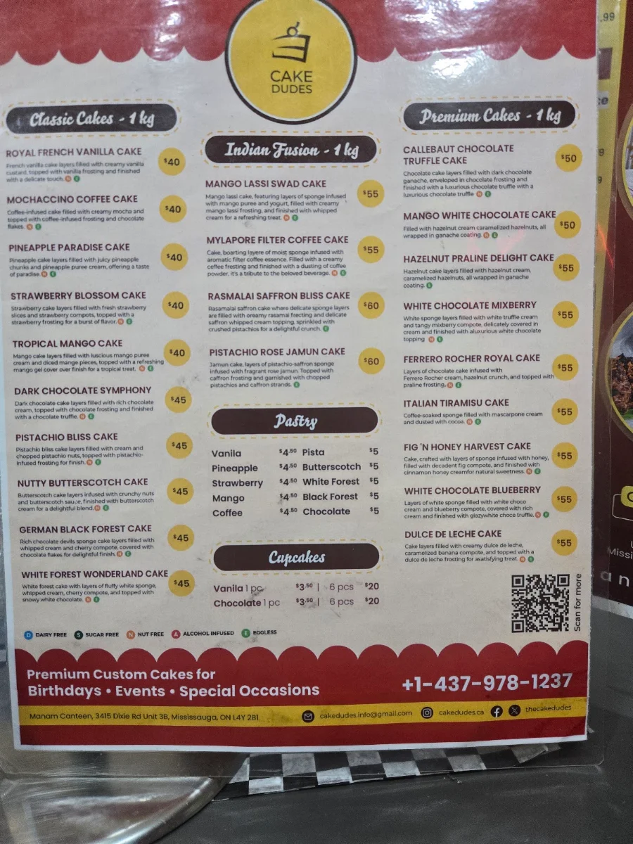 Menu, Manam Canteen