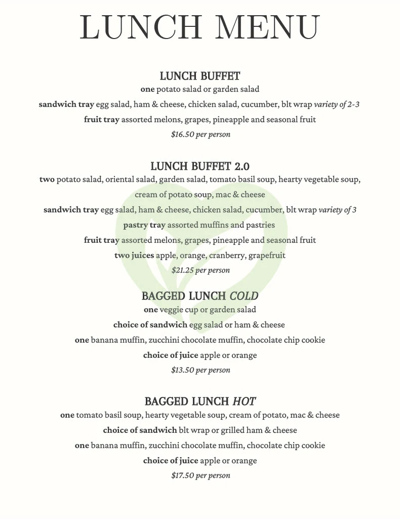 Menu, J’em Bistro (caterer)