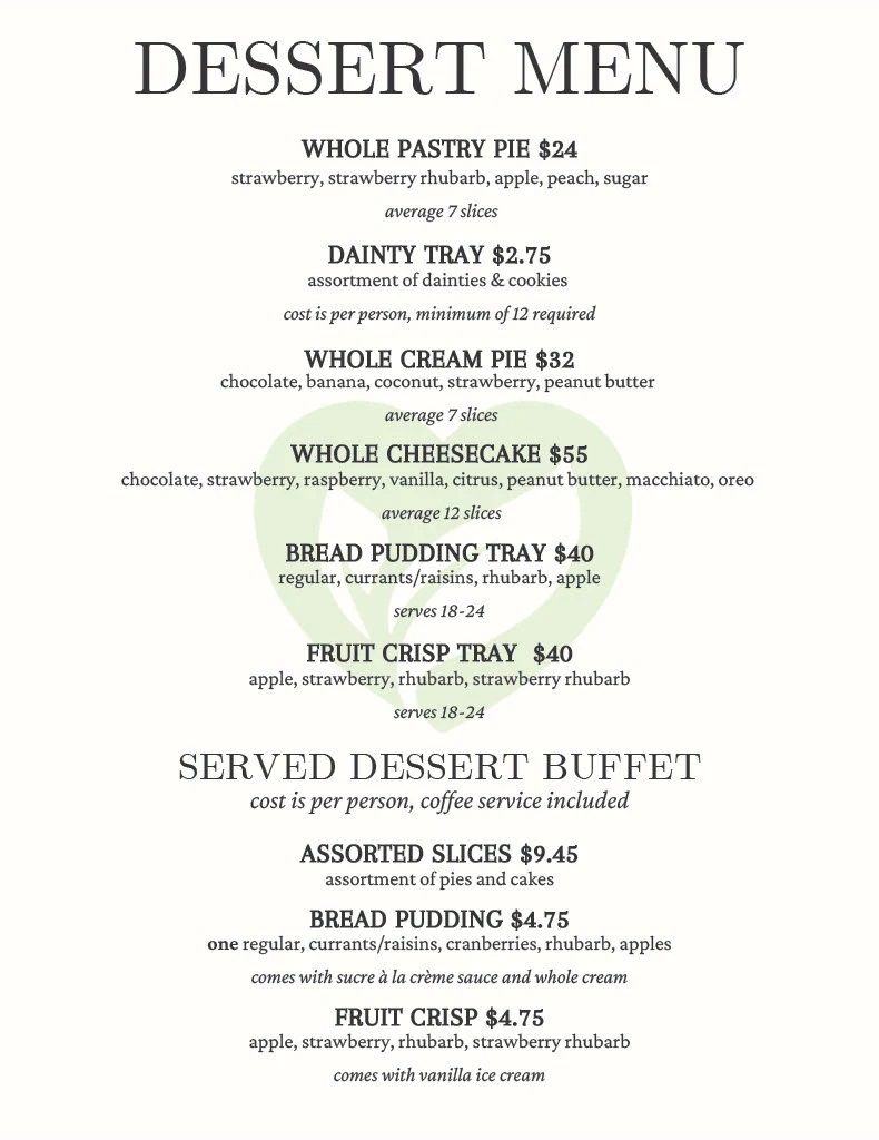 Menu, J’em Bistro (caterer)