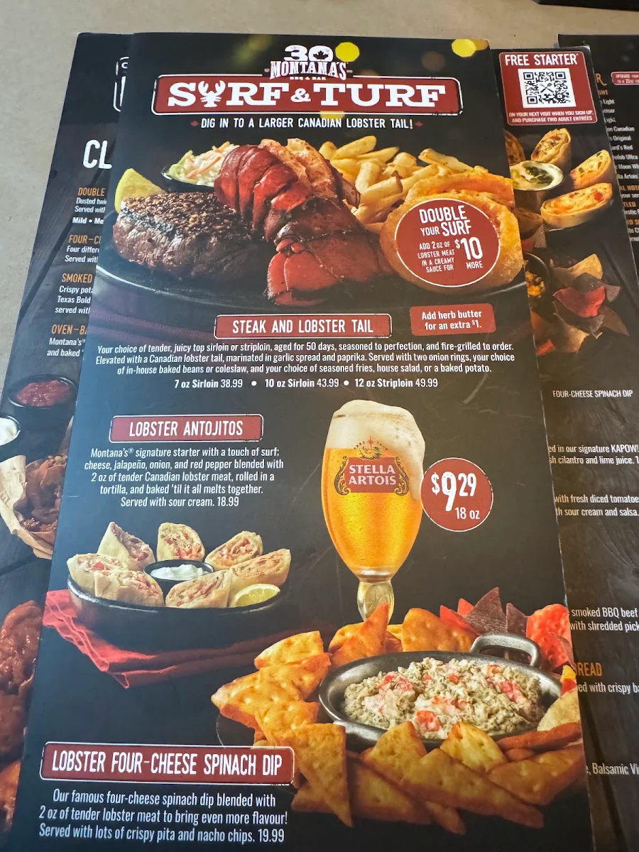 Menu, Montana’s BBQ & Bar