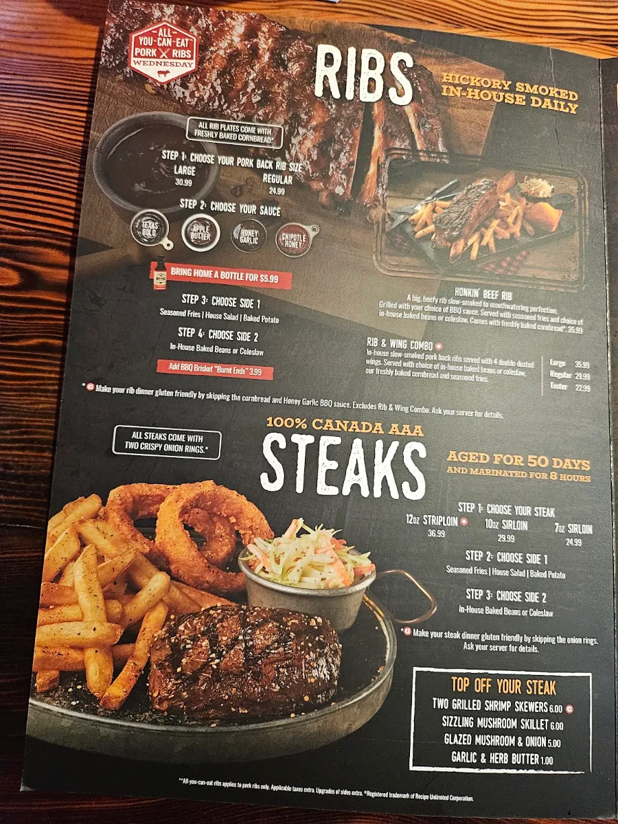 Menu, Montana’s BBQ & Bar