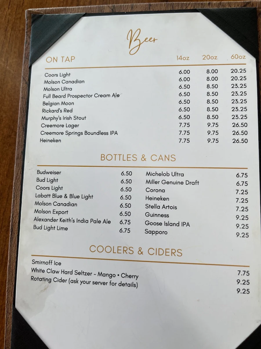 Menu, 28 on the Lake