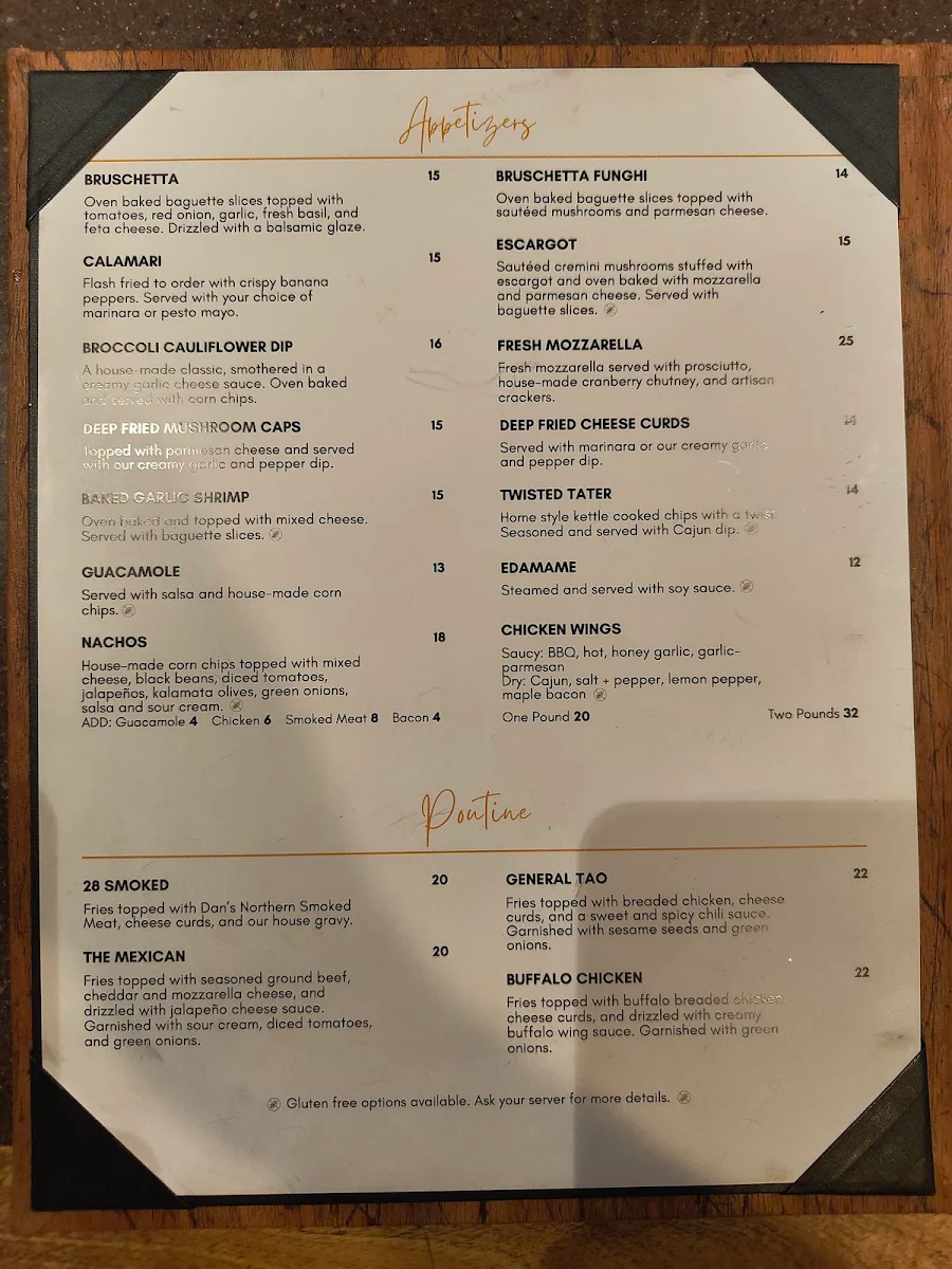 Menu, 28 on the Lake