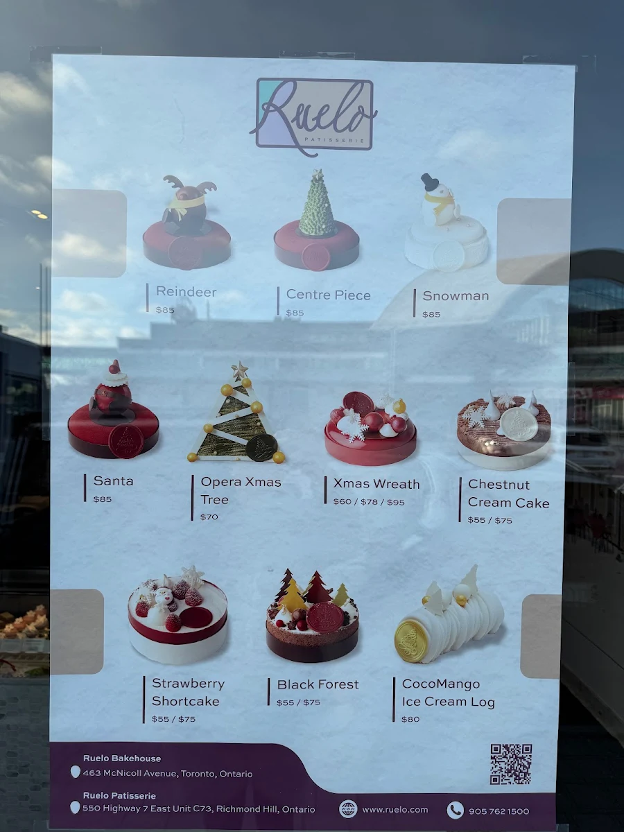 Menu, Ruelo Patisserie